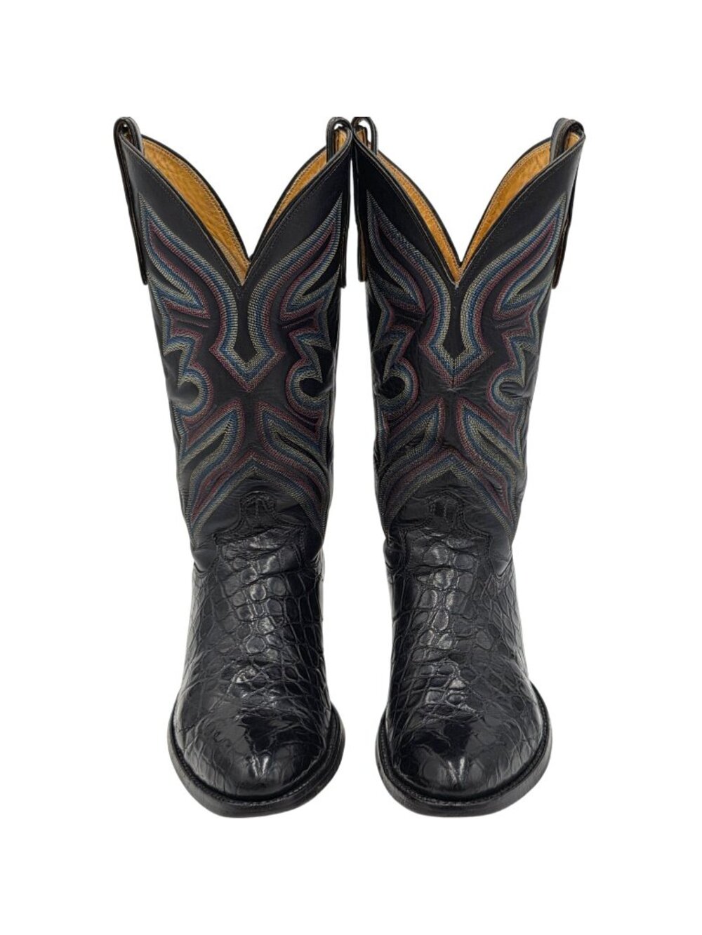 Vintage Justin Exotic Black Alligator Belly Cowboy Western Boots Mens size 9.5D - Picture 1 of 16